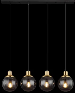 GLOBO Retrofit Balkenpendel POTTER 75 cm schwarz /messingfarbig