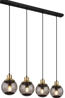 GLOBO Retrofit Balkenpendel POTTER 75 cm schwarz /messingfarbig