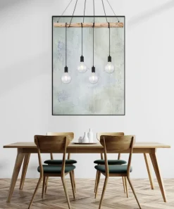 GLOBO Retrofit Balkenpendel AUSTON 4-flg naturfarbig