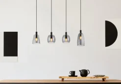 GLOBO Retrofit Balkenpendel GARRI 107 cm schwarz /rauchfarbig