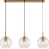 GLOBO Retrofit Balkenpendel ADARA 3-flg messingfarbig /Klarglas