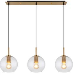 GLOBO Retrofit Balkenpendel ADARA 3-flg messingfarbig /Klarglas