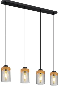 GLOBO Retrofit Balkenpendel FINCA 82 cm schwarz /Holz