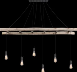 GLOBO Retrofit Balkenpendel IRMGARD 160 cm schwarz /Holz