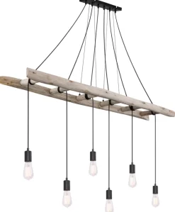 GLOBO Retrofit Balkenpendel IRMGARD 160 cm schwarz /Holz