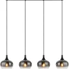 GLOBO Retrofit Balkenpendel MAXY 4-flg schwarz /Rauchfarbig