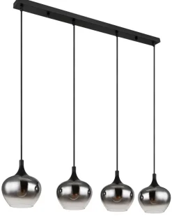 GLOBO Retrofit Balkenpendel MAXY 4-flg schwarz /Rauchfarbig