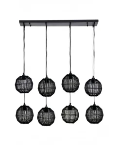 GLOBO Retrofit Balkenpendel HERMI II 8-flg schwarz