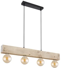 GLOBO Retrofit Balkenpendel ADALIE 80 cm schwarz /Holz