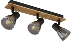 GLOBO Retrofit Deckenlampe CLAUDE 3 Spots schwarz /Holz