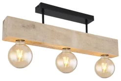 GLOBO Retrofit Deckenlampe ADALIE 60 cm schwarz /Holz