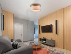 GLOBO Retrofit Deckenlampe CHIPSY 40 cm beige /Holzdekor