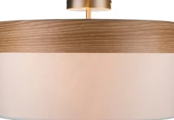 GLOBO Retrofit Deckenlampe CHIPSY 40 cm beige /Holzdekor