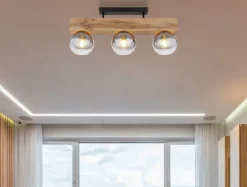 GLOBO Retrofit Deckenlampe MOITAS 65 cm Holz /grau