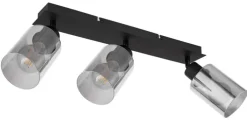 GLOBO Retrofit Deckenlampe HADERA 3 Spots schwarz /Rauchglas