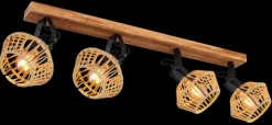 GLOBO Retrofit Deckenlampe mit 4 Spots VALLI 80 cm schwarz /Hanf beige