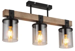 GLOBO Retrofit Deckenlampe LILA 52 cm Holz /rauchfarbig