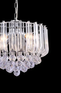 GLOBO Retrofit Kronleuchter MINNESOTA 35 cm chromfarbig /Acrylglas