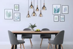 GLOBO Retrofit LED Balkenpendel MATTEA 6-flg schwarz /Holzdekor