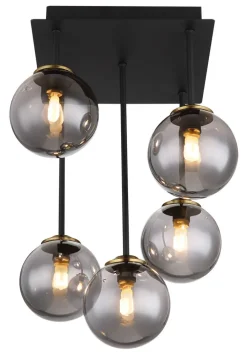 GLOBO Retrofit LED Deckenlampe JORGE schwarz /rauchfarbig