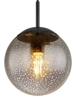 GLOBO Retrofit LED Pendelleuchte HELMUT 20 cm schwarz /Sterneffekt