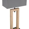 GLOBO Retrofit LED Tischlampe OSSI 55 cm grau /Holzoptik