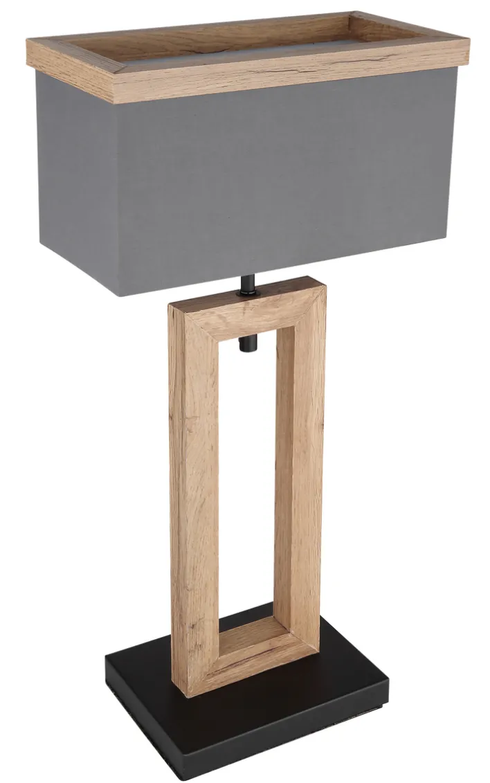 GLOBO Retrofit LED Tischlampe OSSI 55 cm grau /Holzoptik