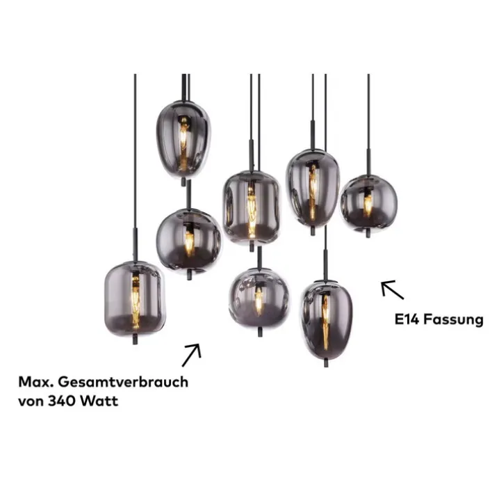 GLOBO Retrofit Pendellampe BLACKY 8-flammig
