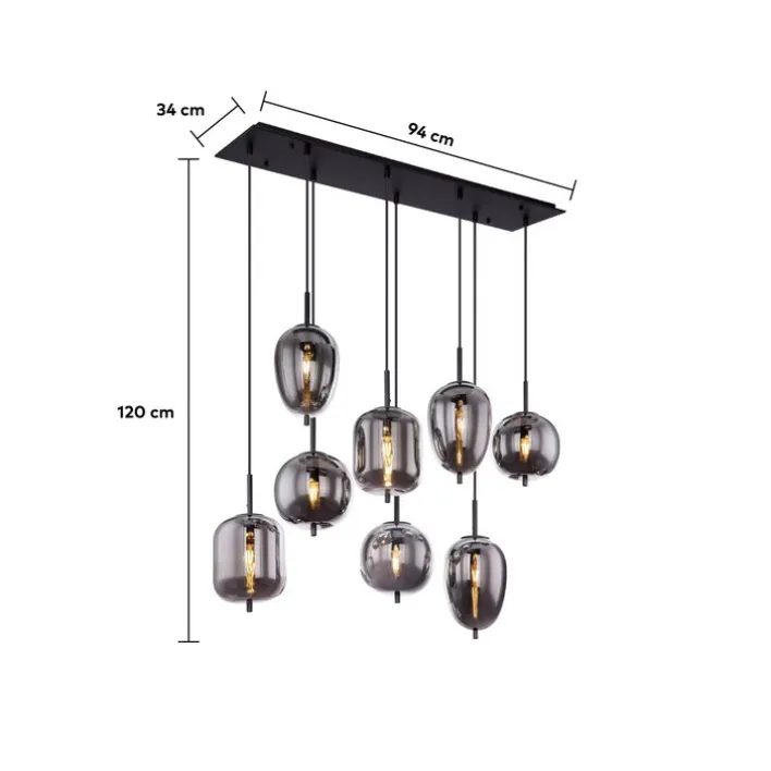 GLOBO Retrofit Pendellampe BLACKY 8-flammig