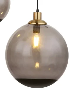 GLOBO Retrofit Pendelleuchte POTTER 65 cm schwarz /messingfarbig