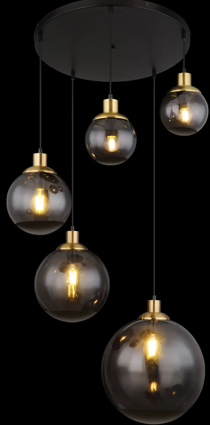 GLOBO Retrofit Pendelleuchte POTTER 65 cm schwarz /messingfarbig