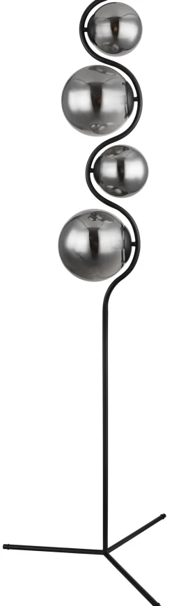 GLOBO Retrofit Stehlampe PORRY 4-flg schwarz /rauchfarbig