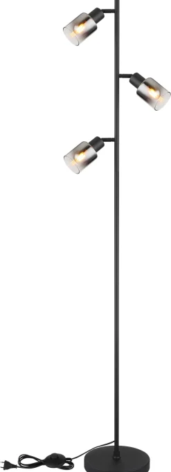 GLOBO Retrofit Stehleuchte HUBERTUS schwarz /rauch