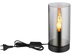 GLOBO Retrofit Tischlampe OLLY schwarz /rauchfarbig