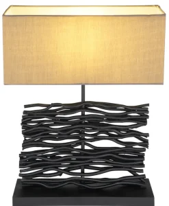 GLOBO Retrofit Tischlampe JAMIE schwarz /grau