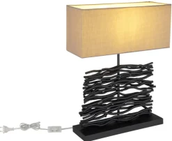 GLOBO Retrofit Tischlampe JAMIE schwarz /grau