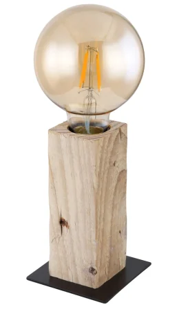 GLOBO Retrofit Tischlampe ADALIE 15 cm schwarz /Holz