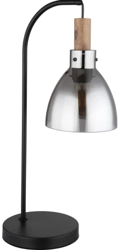 GLOBO Retrofit Tischlampe MATTEA 55 cm schwarz /Holzdekor