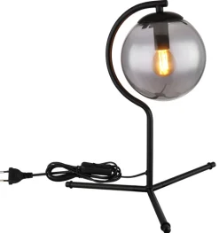 GLOBO Retrofit Tischlampe PORRY schwarz /rauchfarbig