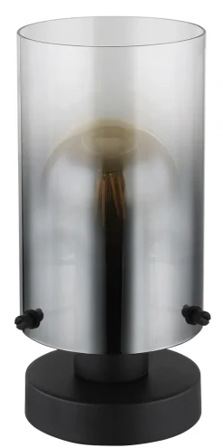 GLOBO Retrofit Tischlampe FLORENTINA 26 cm schwarz /Rauchglas