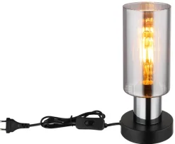 GLOBO Retrofit Tischlampe LIDARIA schwarz /rauchfarbig