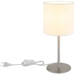 GLOBO Retrofit Tischlampe BENSON 40 cm nickelfarbig /weiß