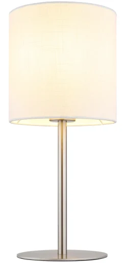 GLOBO Retrofit Tischlampe BENSON 40 cm nickelfarbig /weiß