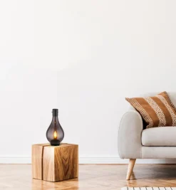 GLOBO Retrofit Tischleuchte OSKUS schwarz /Rauchglas