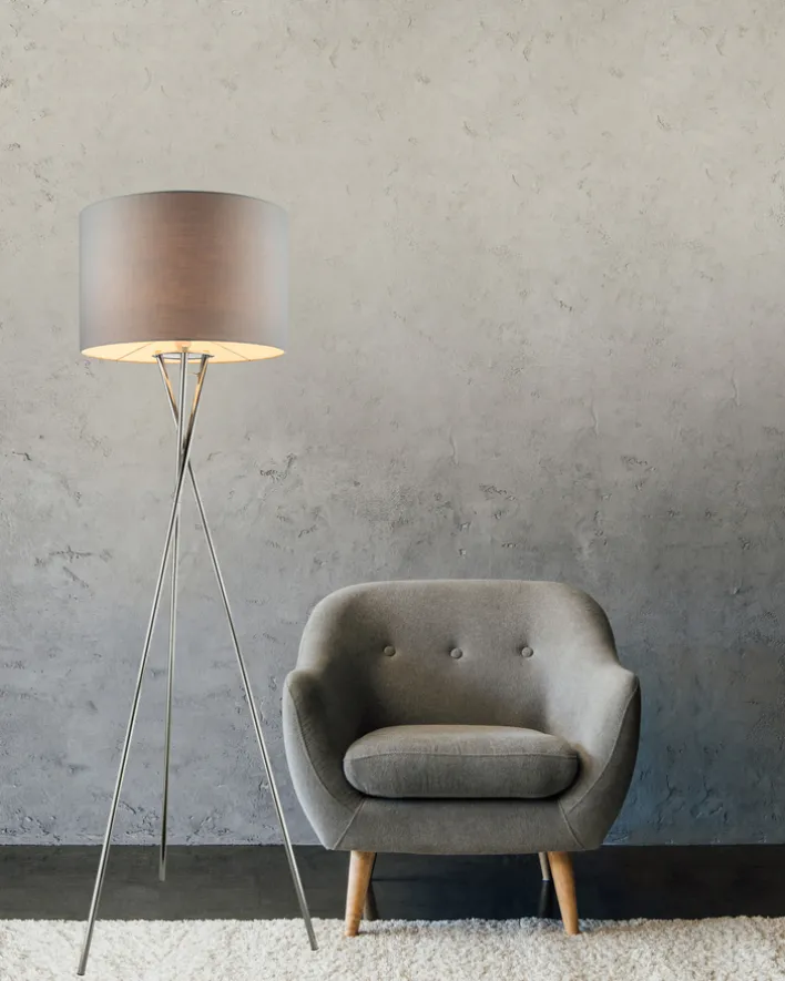 GLOBO Retrofit Tripod Stehlampe GUSTAV 160 cm grau