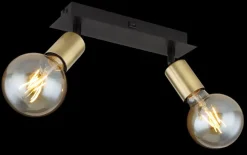 GLOBO Retrofit Wandleuchte mit 2 Spots LILIANA 25 cm schwarz /messingfarbig