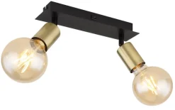 GLOBO Retrofit Wandleuchte mit 2 Spots LILIANA 25 cm schwarz /messingfarbig