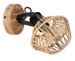 GLOBO Retrofit Wandleuchte mit 1 Spot VALLI schwarz /Hanf beige