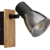 GLOBO Retrofit Wandleuchte CLAUDE 1 Spot schwarz /Holz