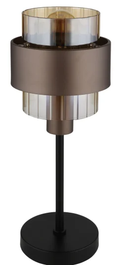 GLOBO Tischlampe MILLEY, Metall/Glas, Höhe 47 cm Braun/Schwarz/Goldfarbig